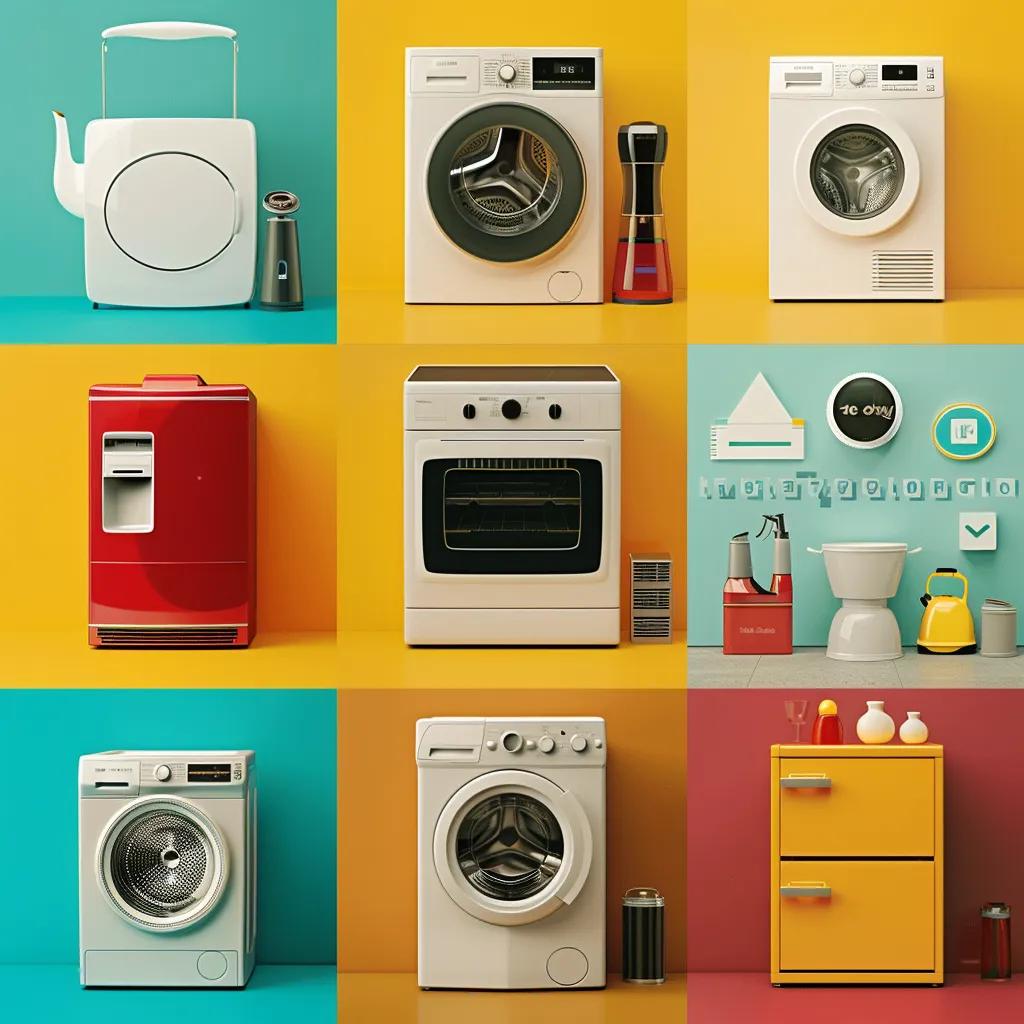 Collage of household appliances showcasing services offered by licensed technicians