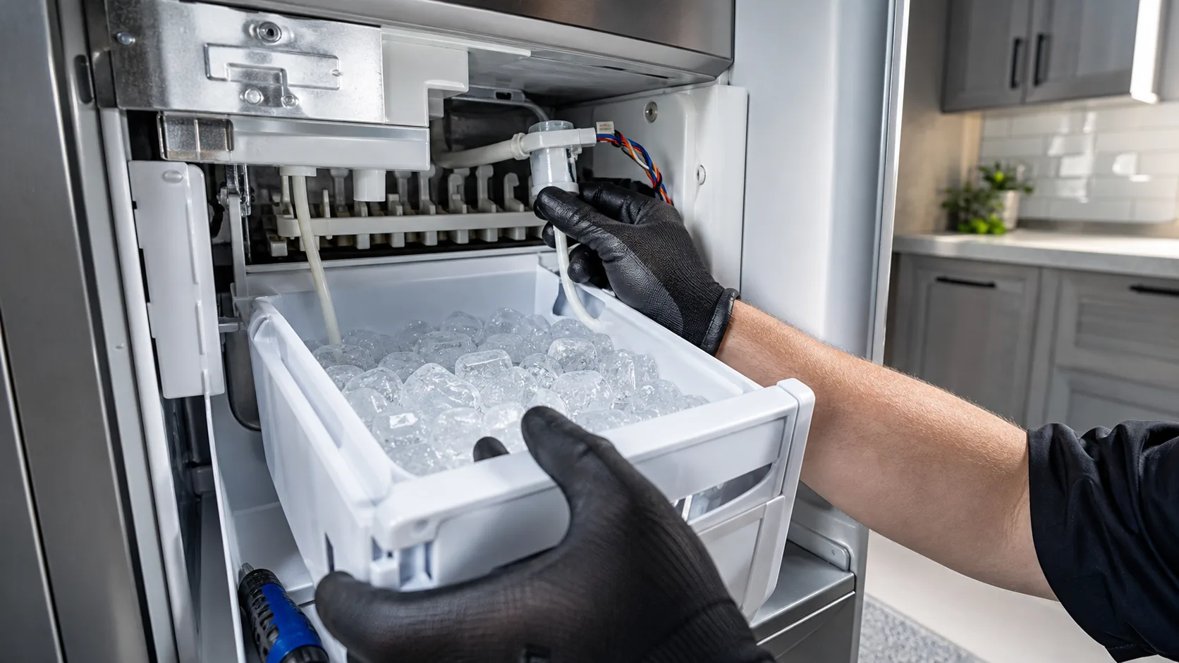 APEX technician inspecting a ice maker for ice maker not making ice in Greater Cleveland
