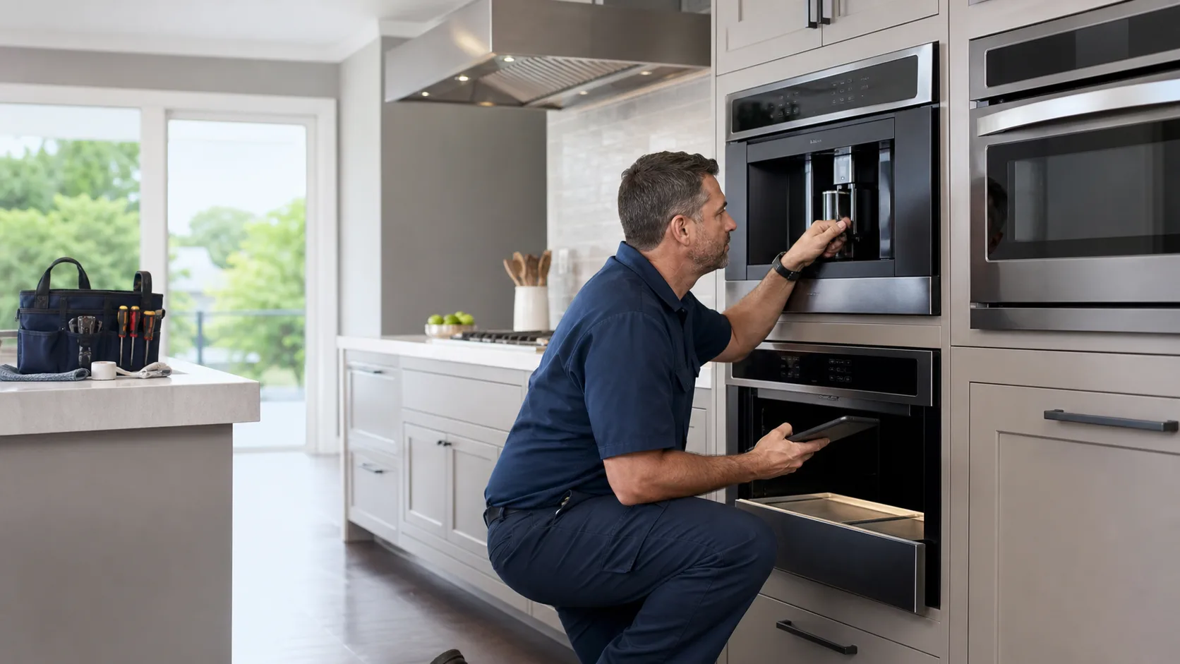 APEX technician inspecting a range hood for range hood not pulling smoke in Greater Cleveland