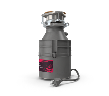 Garbage disposal unit showcasing a modern design, featuring a power cord, relevant to APEX Appliance Repair's services for diagnosing and repairing kitchen disposals.